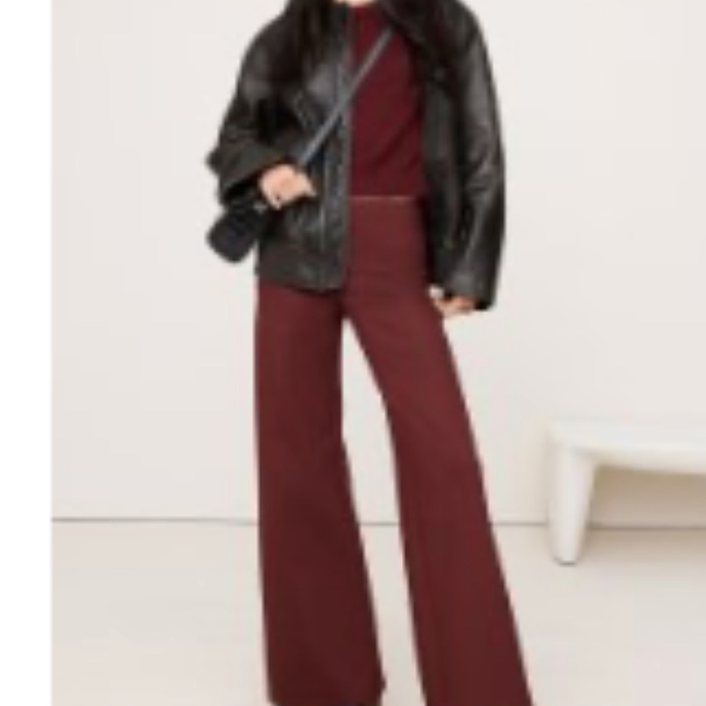 Banana Republic Maroon Wide-Leg Pants